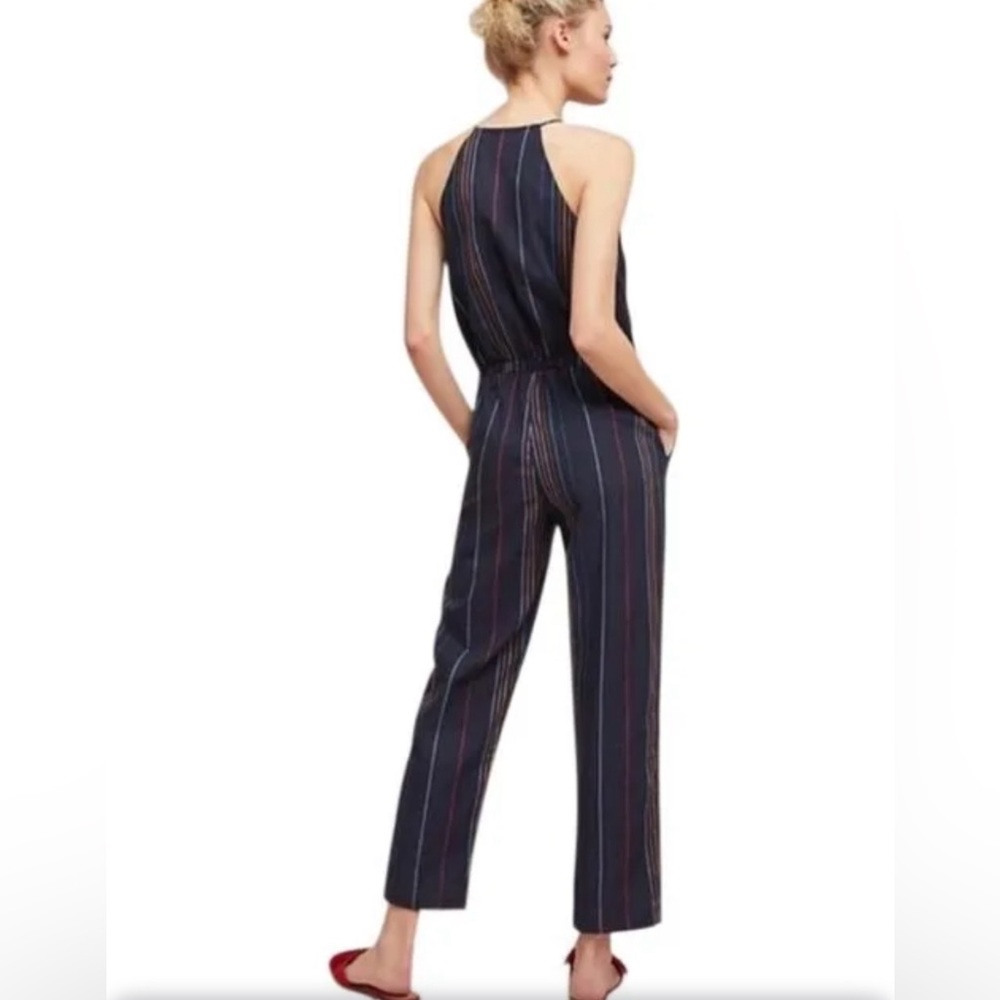 Anthropologie Dolan Striped Jumpsuit Navy size medium NWOT - Picture 2 of 5